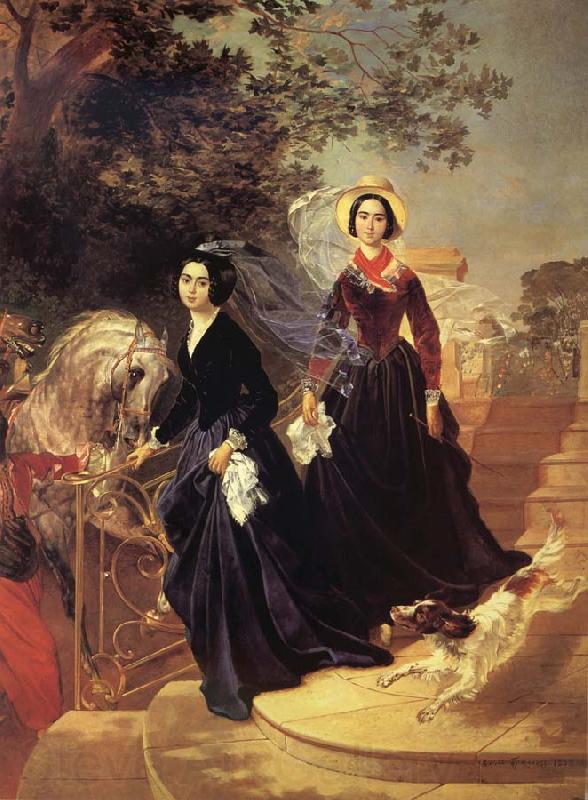 Karl Briullov Portrait of The Shishmariov sisters,Olga and Alexandra Norge oil painting art